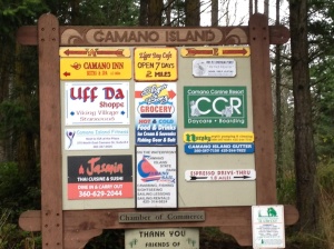 Sign Showing Businesses on Camano